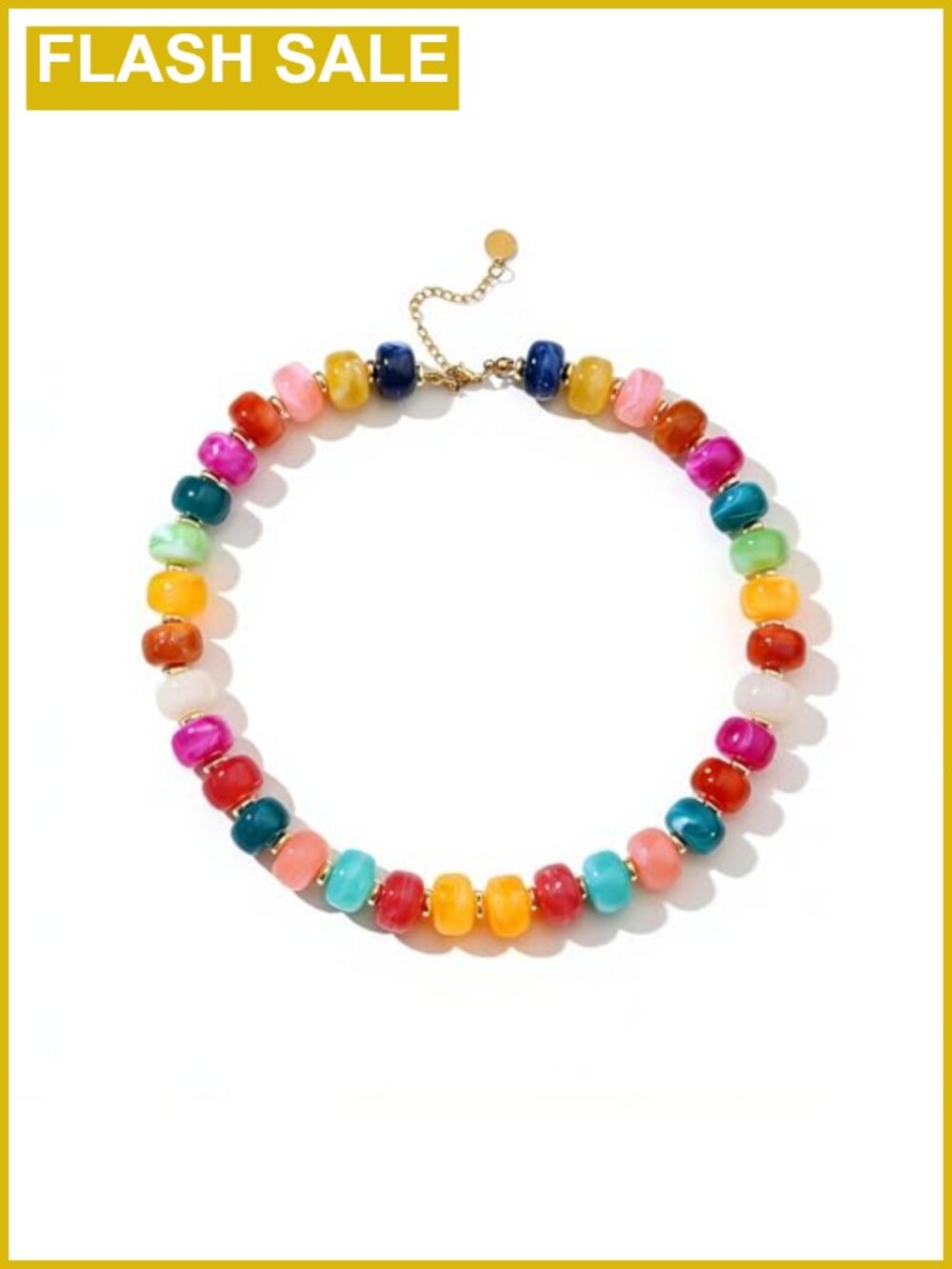 Handmade Chunky Resin Beaded Statement Choker Necklace Stainless Steel